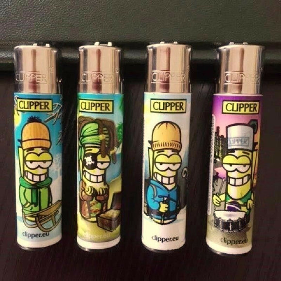Clipper super lighter gas refillable collectable,set of four Clipper man