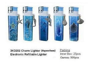 10 x Lighters electronic gas refillable aqarium pewter charm