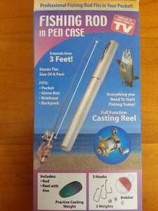 Portable Telescopic Fishing Rod in a  Pen case  with Reel