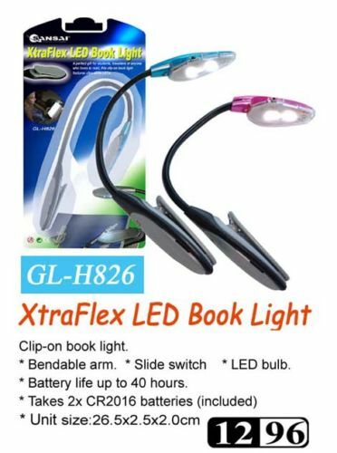 BOOK LIGHTS LED FLEXIBLE ARM, HIGH QUALITY LOT OF TWO 12 MONTH WARR