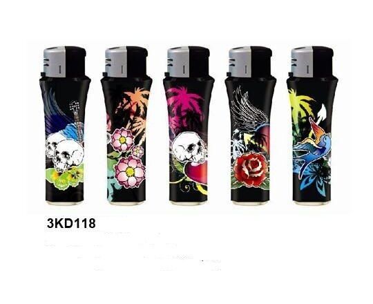 LIGHTERS ELECTRONIC GAS REFILLABLE TATTOO NEW PATTERN, QUALITY lot of five +++