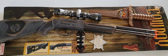 Cow boy Western Rifle Set, Rifle with scope  Sheriffs Badge  and accessories