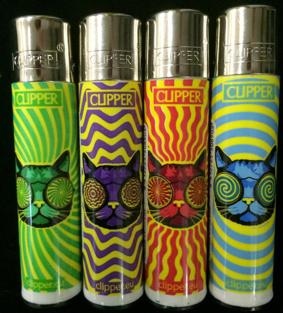 Clipper 8 x Trippy Cat, Refillable  Lighters (EB66) 2 sets