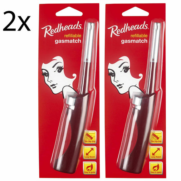 2x Redheads Refillable GasMatch Lighters suitable for BBQs Wood Fires Gas Burner