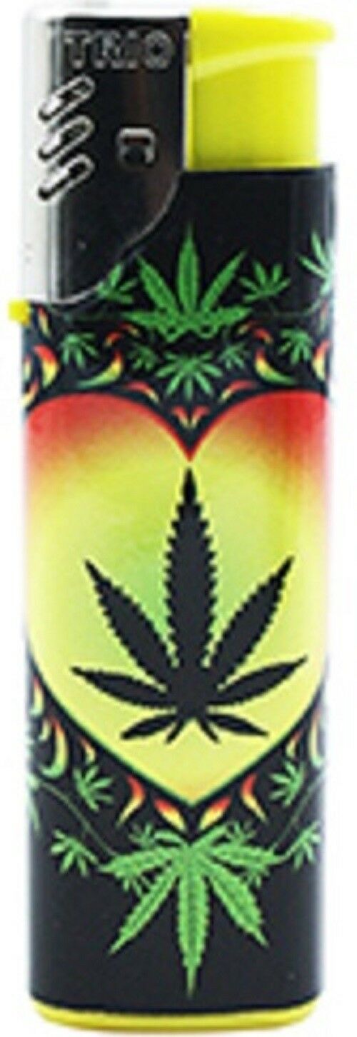 Marijuana hippy leaf  gas refillable large lighter  jet flame windproof
