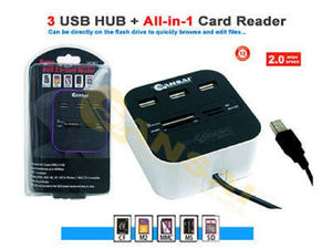 Sansai 3xUSB HUB + All-in-1 Card Reader, High Speed and 3 Ports USB2.0 HUB