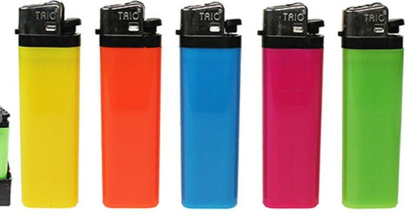 Fluro disposable large lighters lot of five assorted colours great quality
