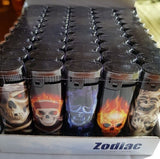 Zodiac by Zico wholesale lighters display of fifty  electronic skull collectable