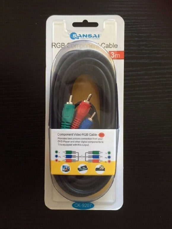 Sansai RGB Component cable 3 metres CK-9207 3 RCA PLUGS-3 RCA PLUGS 3 YR WARRANT
