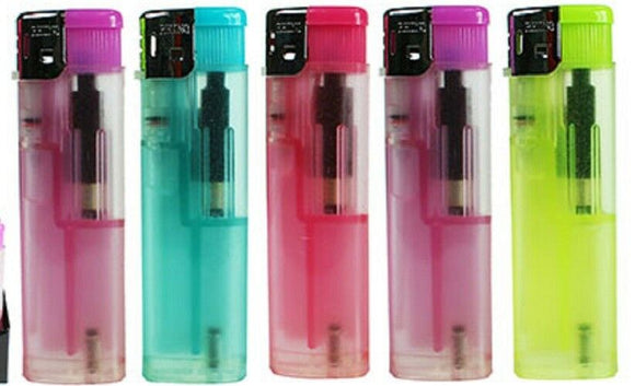 Glow in the dark gas refillable normal flame large lighters lot of five