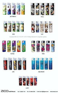 LIGHTERS ELECTRONIC REFILLABLE ASSORTED DESIGNS QTY 5