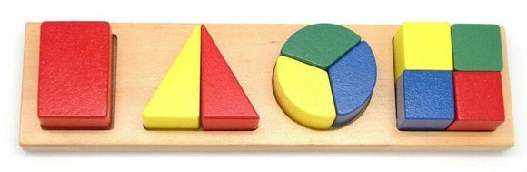 NEW WOODEN SHAPE AND FRACTION PUZZLE
