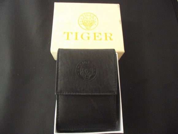 Tiger cigarette case black soft leather comes with gas refillable lighter