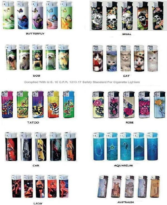 WHOLESALE LOT OF ELECTRONIC REFILLABLE PATTERN LIGHTER