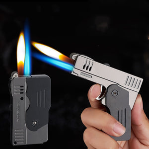 Metal Dual flame Pistol Butane Gas Lighter gas refillable