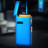 New Windproof Metal Dual Plasma Arc Lighter Jet USB Torch Lighter Gas Electric Butane Chargeable Pipe Cigar Lighter Gadgets